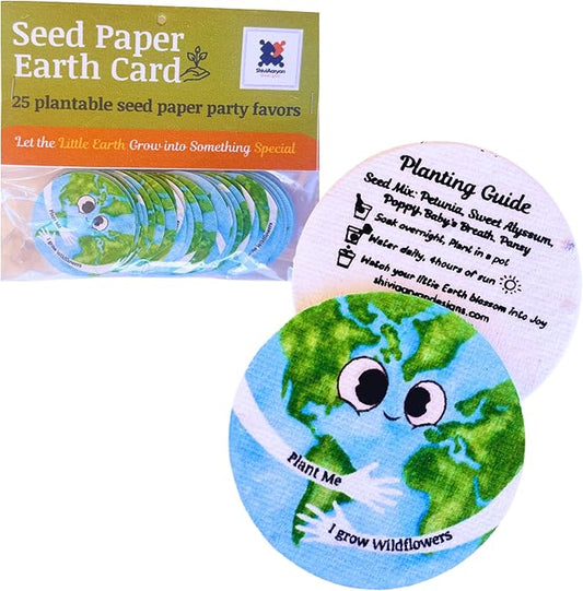 25 Plantable Seed Paper Earth Day Cards with Wildflower Seeds, Kids Craft Activity, Educational Garden Party Favor, school crafts