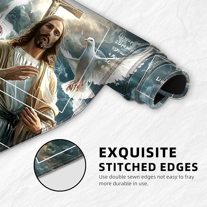 for MTG Playmat with Zones Storage Bag,for TCG Playmat and Playing Card Mat for Magic Board Games, Jesus Non Slip Stitched Edges Game Mat, Rollable Foldable Card Playmats