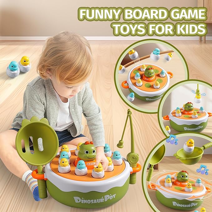 Dinosaur Rotating Board Game | Family Game Toys | Music Rotating Board Game | Birthday Gifts for Boys and Girls Aged 6-8 | Toys for 3-6 Years Old |