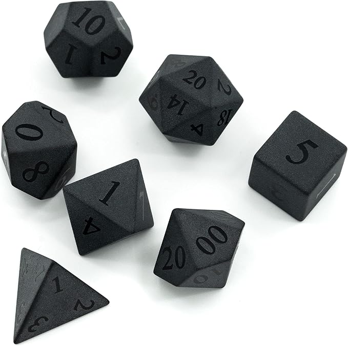 UDIXI Obsidian Dice Gemstone Dice Set 7PCS Stone DND Dice with Gift Case for Dungeons and Dragons Role Playing Game and Other Tabletop Games (Frosted Obsidian)