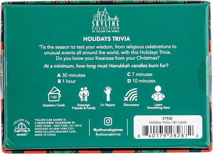 Skyline Collection Trivia Set - Holidays Trivia, 140 Question Cards - Game Night Entertainment for Families & Friends