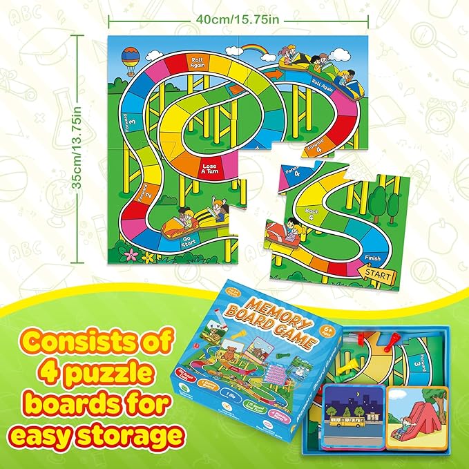 Memory Board Games for Kids and Adult, Family Night Party Games for Children, Picture Flash Cards Improve Brain Training Learning Educational Activities Develop Concentration and Observation