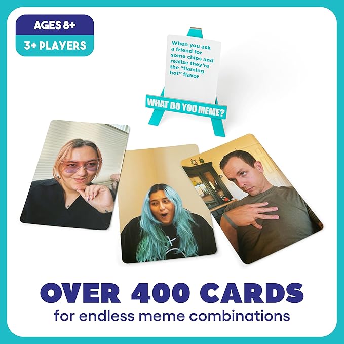 WHAT DO YOU MEME? Family Edition by Relatable – Kids Games 8+, Family Fun, TikTok Viral Game, Great Idea, Includes 300 Caption & 108 Photo Cards
