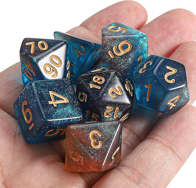 CiaraQ DND Polyhedral Dice Set with a Black Dice Bag for D&D RPG MTG Role Playing Table Games