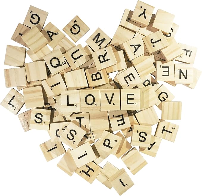 200 Pcs Scrabble Letters - 2 Complete Sets 200 Pcs in 1 Pack - Wood Tiles - Great for Crafts, Letter Tiles, Spelling by Clever Delights