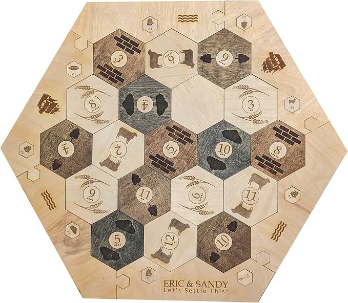 Personalized Wood Settler Game Board - 2-4 Players | Includes: Main Board