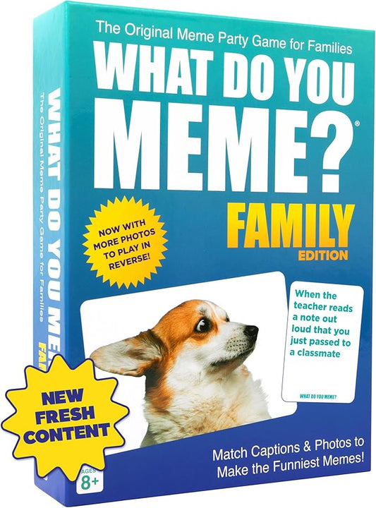 WHAT DO YOU MEME? Family Edition by Relatable – Kids Games 8+, Family Fun, TikTok Viral Game, Great Idea, Includes 300 Caption & 108 Photo Cards