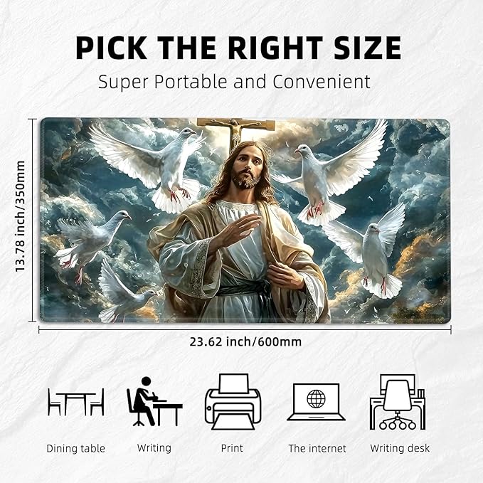 for MTG Playmat with Zones Storage Bag,for TCG Playmat and Playing Card Mat for Magic Board Games, Jesus Non Slip Stitched Edges Game Mat, Rollable Foldable Card Playmats