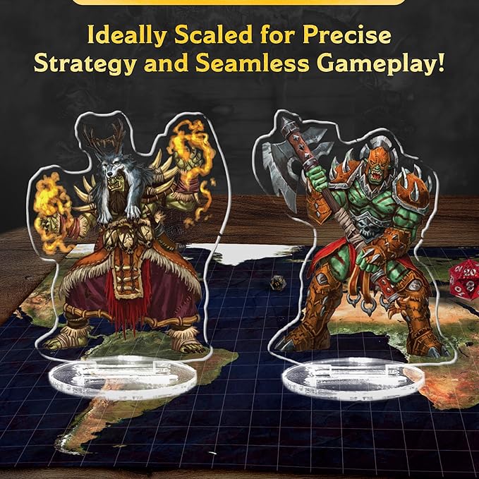 Compatible Miniatures for Dungeon Masters, Skinny Minis Orcs, DND 2D Miniatures, Double-Sided Durable Acrylic DND Minis D&D