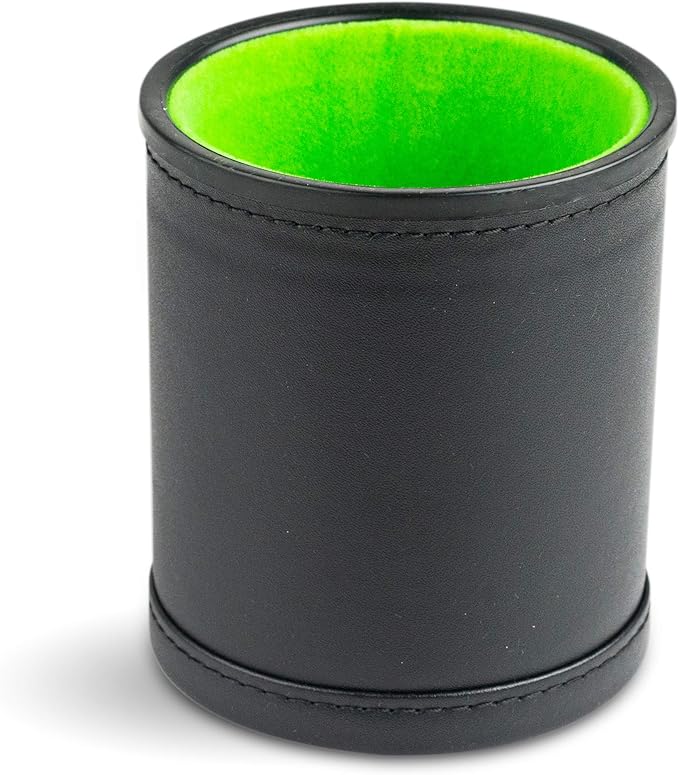 Leather Dice Cup for Board Games, Green Felt Lining