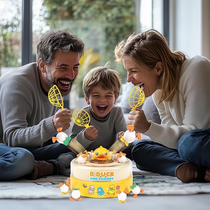 B.Duck Catch and Bounce Games Toys for Kids 3-5, B.Duck Board Games with 3 Nets for Kids 4-6, Birthday Gifts for Toddler Boys Girls 3 4 5 6 Years Old