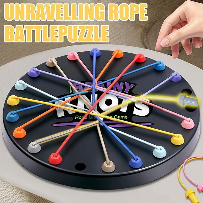 Brainy Knots Rope Untangling Game, Twisted Rope Puzzle Game, Strategy Board Family Game for Kids & Adults, Portable for Parties & Travel for Parent-Child Interaction, Gifts for All Ages