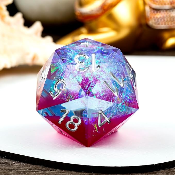 Large D20 DND Dice DNDND 33mm Sharp Edge Dice with Gorgeous Gift Box for Dungeons and Dragons (Rose)