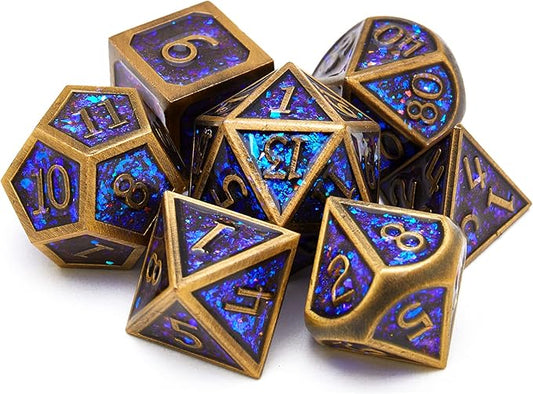 Metal Dice Set D&D Dragon and Dungeon Polyhedral Metal Dice, Punk Style Role-Play RPG Explorer MTG Pioneer Game DND Dice Set (7 Pieces)