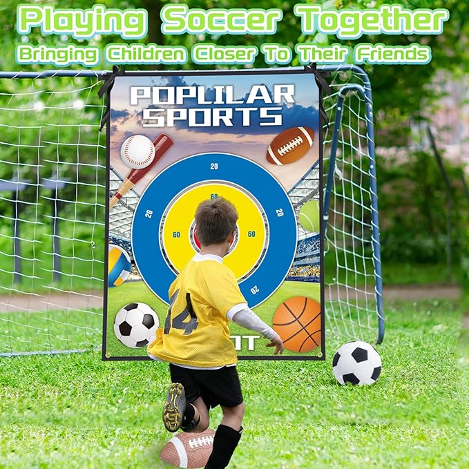 3-in-1 Soccer Football Baseball Gifts-Indoor Outdoor Backyard Toss Soccer Football Baseball Toys Game Set-Gift for 3-12 Year Old Boy Toys Birthday (3-in-1 Game Set No Stand)