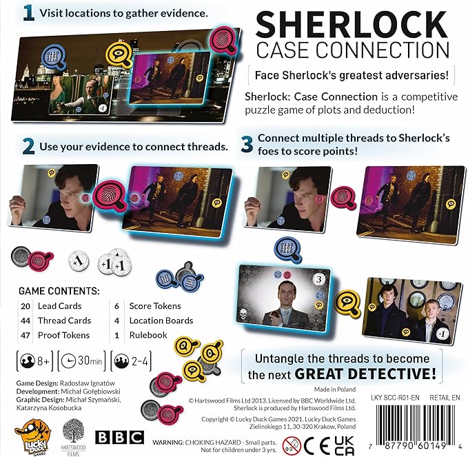 Lucky Duck Games Sherlock: Case Connection Board Game - Unravel Mysteries with Masterful Deduction! Detective Game for Kids and Adults, Ages 8+, 2-4 Players, 30 Minute Playtime, Lucky Duck Games