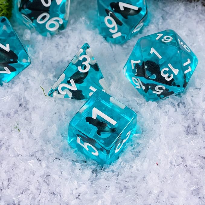 UDIXI Shark DND Dice Set, Resin D&D Dice Set Blue Ocean Polyhedral d and d Dice Set for Dungeons and Dragons RPG and Other Tabletop Games