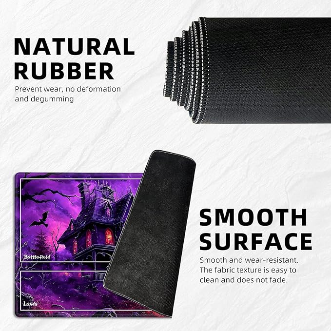 for MTG Playmat with Zones Storage Bag,for TCG Playmat and Playing Card Mat for Magic Board Games, Haunted House Non Slip Stitched Edges Game Mat, Rollable Foldable Card Playmats