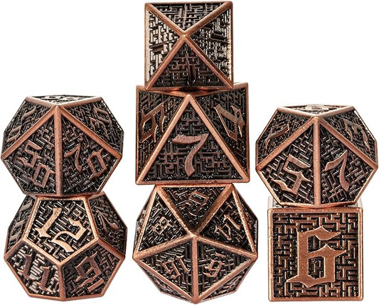 UDIXI Polyhedral Dice Set Metal DND Dice 7PCS Maze Carved Dungeons and Dragons Dice for Role Playing Dice Games