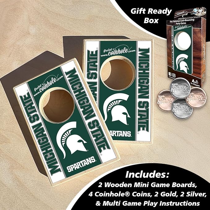 Tabletop Cornhole Game Set | Officially Licensed College Mini Football Cornhole Board Game | Includes Coins