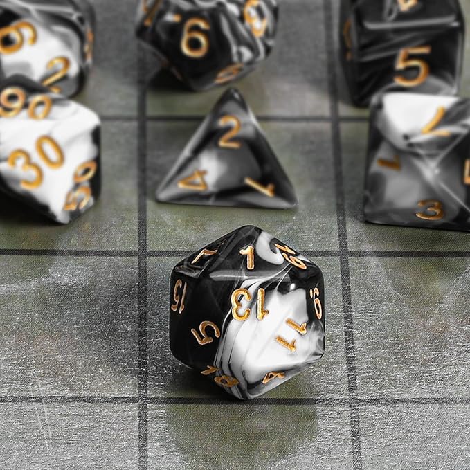 CiaraQ DND Polyhedral Dice Set with a Black Dice Bag for D&D RPG MTG Role Playing Table Games