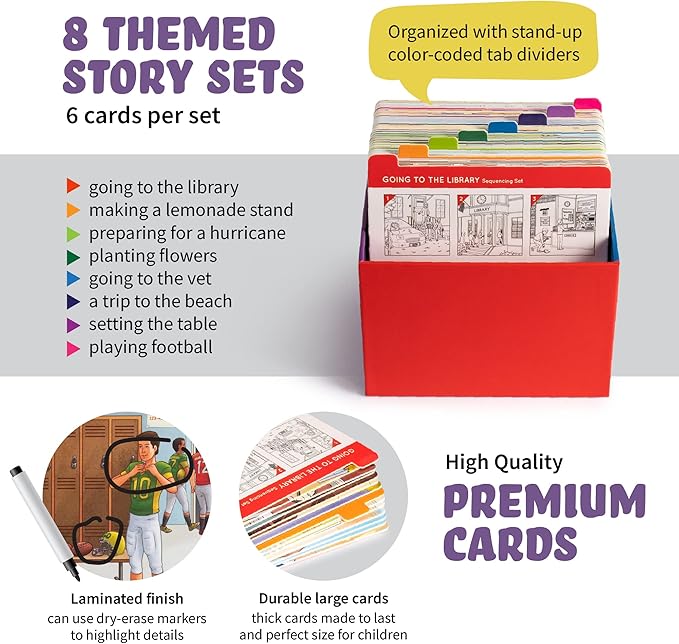 SPARK INNOVATIONS Sequencing Cards Bundle, Storytelling Cards, Higher and Lower Level Boxes, Speech Therapy Games, Learning Toys, Speech Therapy Games Bundle