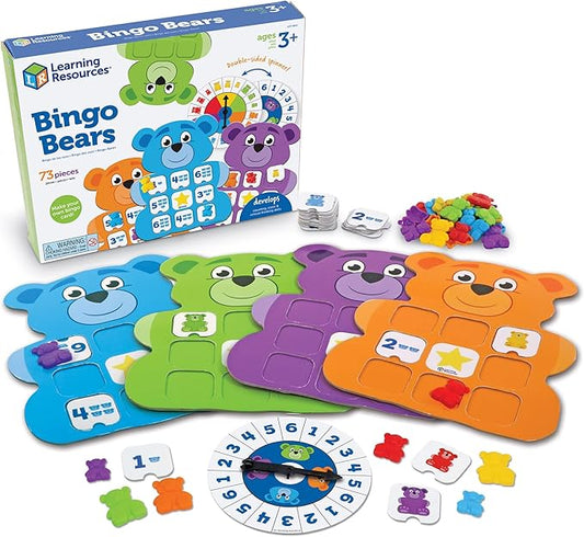 Learning Resources Bingo Bears, Educational Indoor Games, Toddler Brain Toys, Toddler Preschool Learning, 73 Pieces, Age 3+