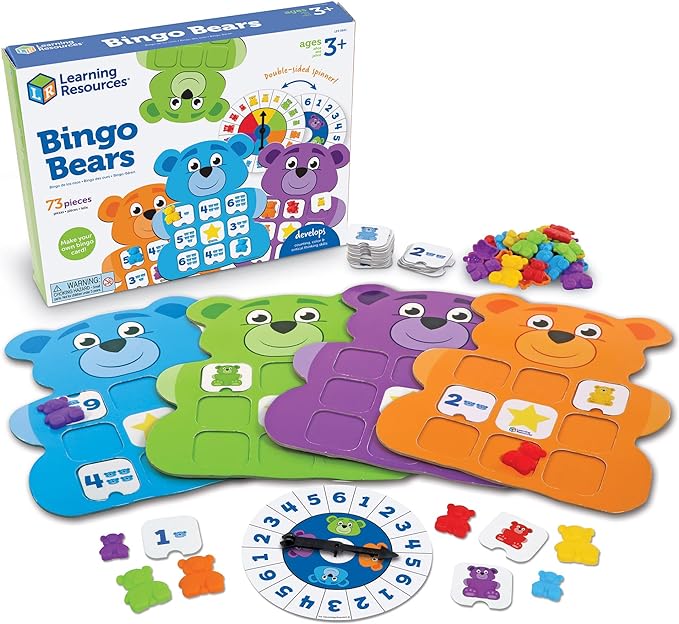 Learning Resources Bingo Bears, Educational Indoor Games, Toddler Brain Toys, Toddler Preschool Learning, 73 Pieces, Age 3+