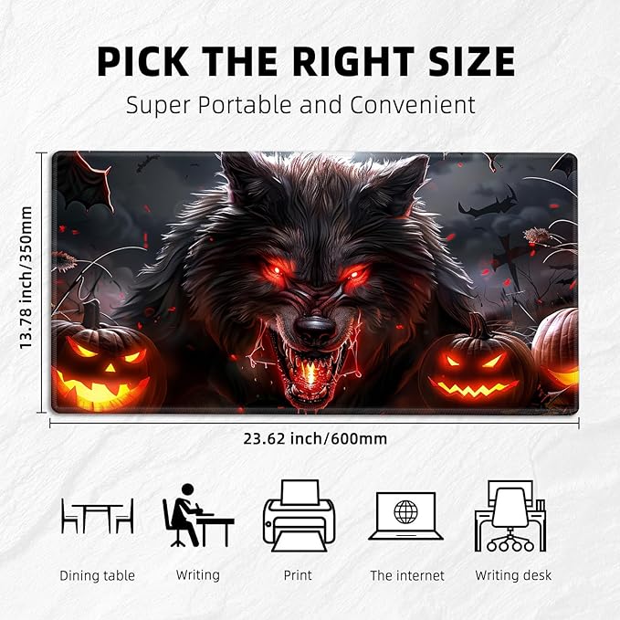 for MTG Playmat with Zones Storage Bag, for TCG Playmat and Playing Card Mat for Magic Board Games, Werewolf Non-Slip Stitched Edges Game Mat, Rollable Foldable Card Playmats