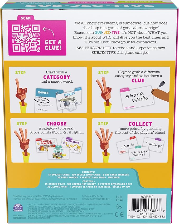 Spin Master Games, Subjective, A Personality Trivia Game for Fun Family Game Night, Kids Games, Camp Games, Word Games, for Kids & Adults Ages 10+