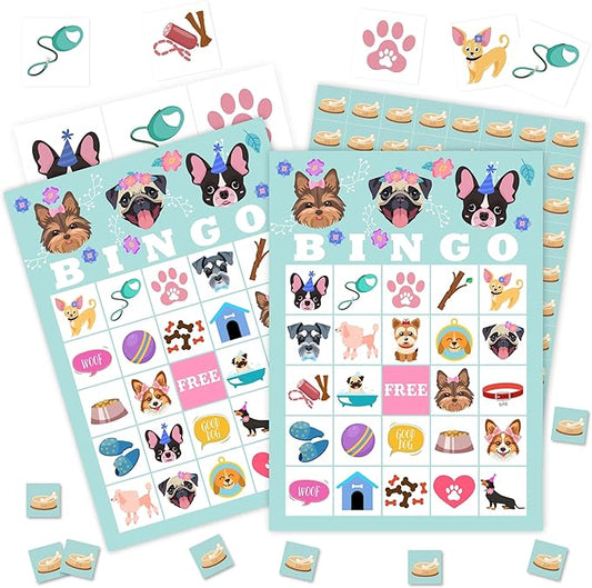 Dog Games Bingo Cards, Puppy Theme Bingo Game, Pet Game for Family Friends Large Multiplayer Group Activities, Dog Party Birthday Favors Gifts -09