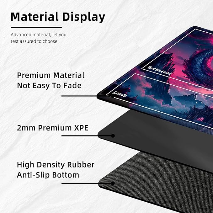 for MTG Playmat with Zones Storage Bag, for TCG Playmat and Playing Card Mat for Magic Board Games, Glowing Dragon Non-Slip Stitched Edges Game Mat, Rollable Foldable Card Playmats