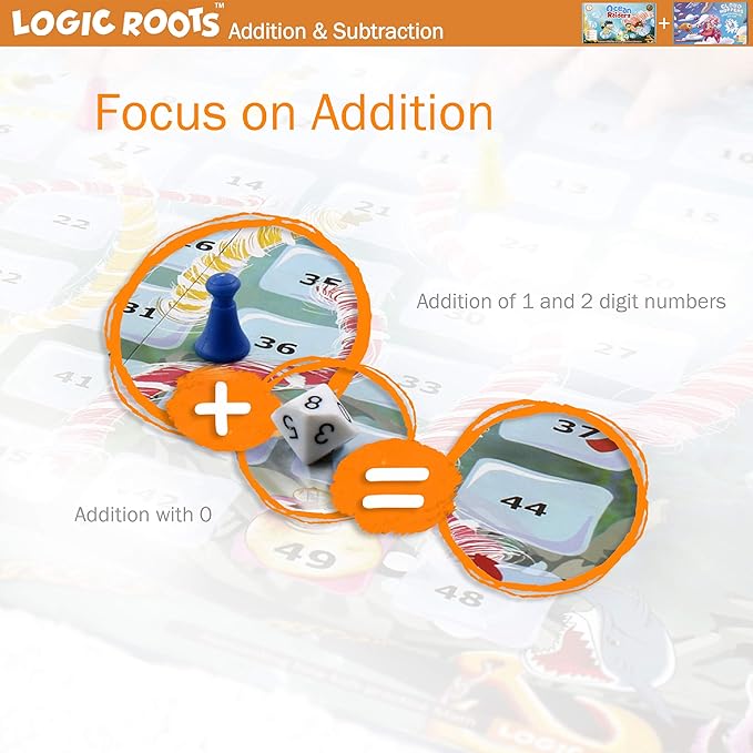 Addition and Subtraction Games - Pack of 2, Ocean Raiders and Cloud Hoppers, Math Board Games & STEM Toys for 6-8 Year Olds, Educational Gift for Kids, Homeschoolers, Kindergarten and Up