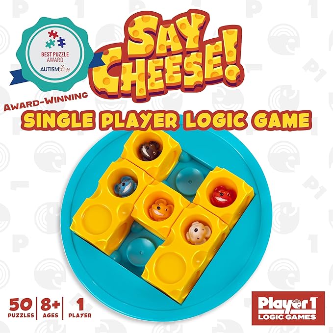SAY Cheese! Logic Puzzle Game – 50 Single-Player Challenges for Kids & Adults, Difficulty Easy to Expert, Travel-Friendly, Brain-Building Fun Ages 8+