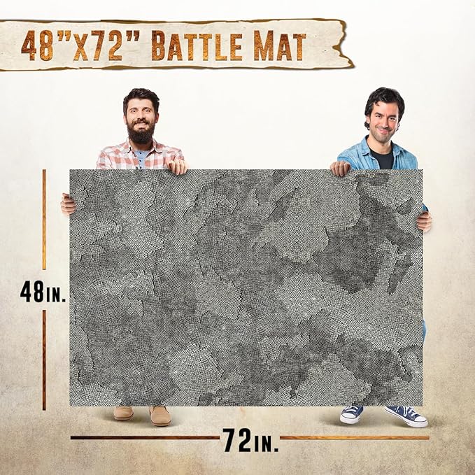 Battle Game Mat for DND - [48" x 72"] Wargaming Tabletop Map - Gaming Board for Warhammer 40k, Dungeons and Dragons, Wargame RPG - Vinyl Gaming Stone Terrain