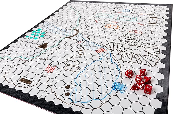 The Authentic Role-Playing Game Board by Hexers, Mat Alternative, Compatible with Dungeons and Dragons D&D DND Pathfinder RPG, 27x23 inches, 1 inch Square and Hexes Battle Grid, Foldable & Dry Erase