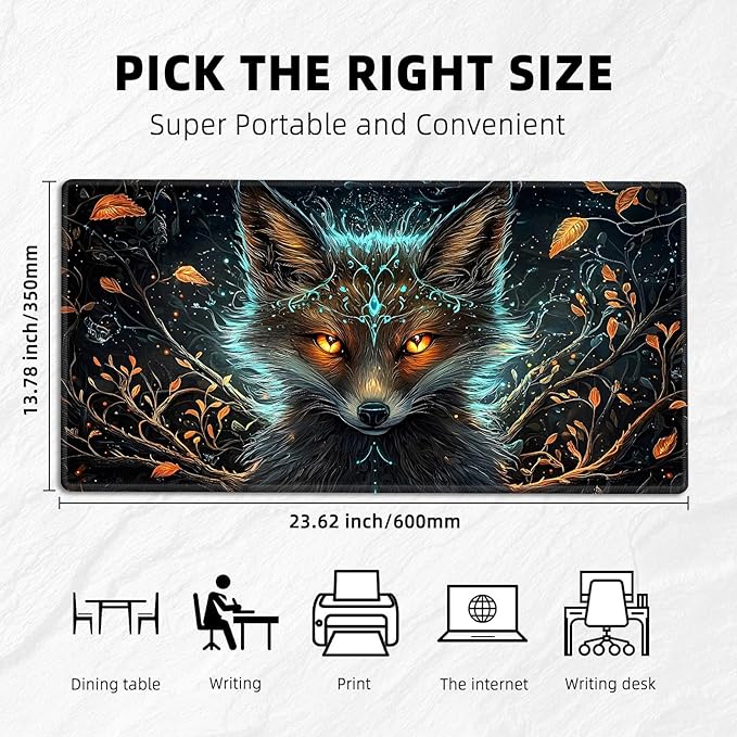 for MTG Playmat with Zones Storage Bag, for TCG Playmat and Playing Card Mat for Magic Board Games, Beautiful Fox Non-Slip Stitched Edges Game Mat, Rollable Foldable Card Playmats