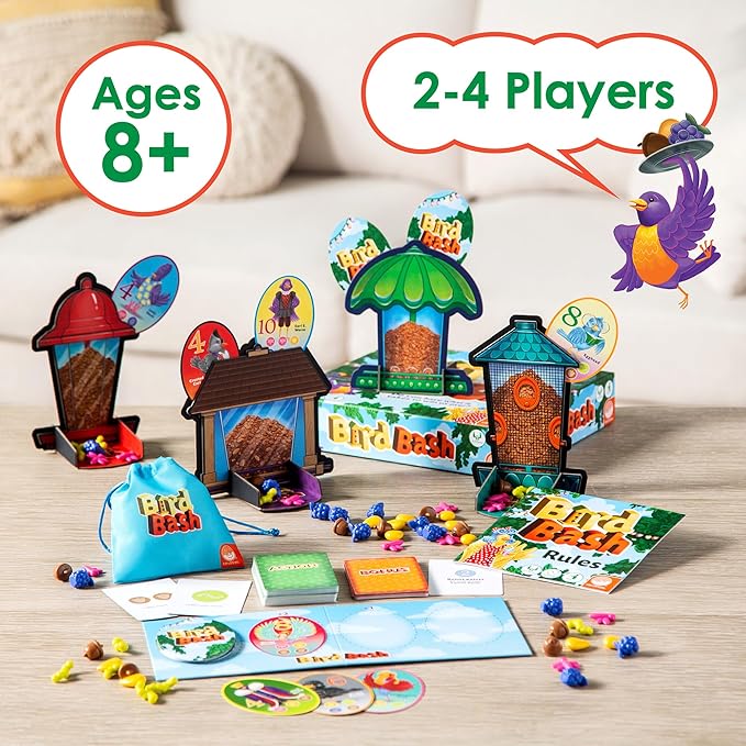 MindWare Bird Bash Family Board Game for 2-4 Players - Easy to Learn and Play in 40 Minutes - Earn Points with Action Cards - Fun Kid Board Games for Ages 8 and Up