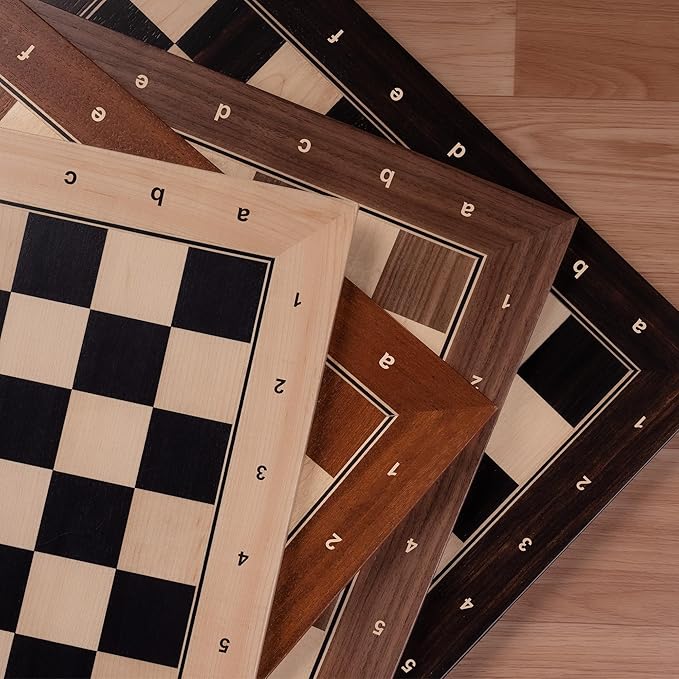 A&A 21.25" Professional Wooden Tournament Chess Board/Ebony Wood & Maple Inlay / 2.25" Squares w/Notation