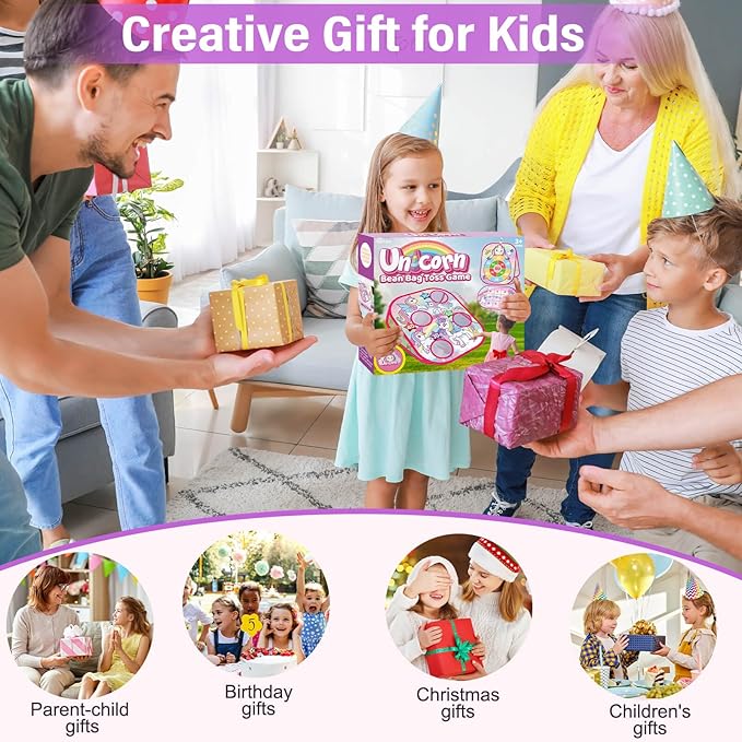 YOTOY Bean Bag Toss Game for Kids Outdoor Toys Age 3-8 Years Old: Unicorn Party Games, Backyard Yard Activities Outdoor Toys for Toddler, Birthday Gift for Girls 3 4 5 6 7 8 Year Old