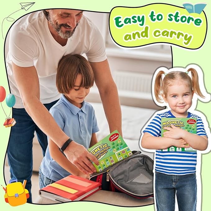 Torlam Magnetic CVC Word Match Game, Phonics Memory Games for Kids, Travel Party Camping Road Family Night Airplane Car Trip Activities for Preschool Kindergarten Kids Educational Homeschool Supplies