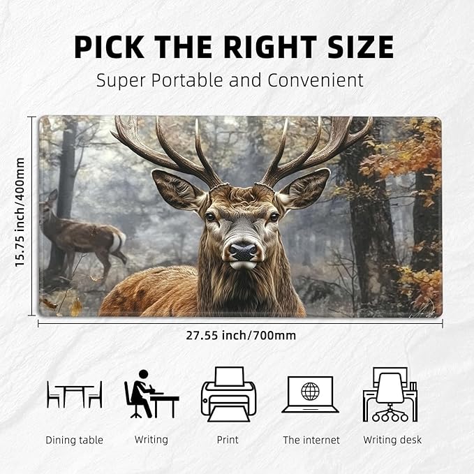 for MTG Playmat with Storage Bag, for TCG Playmat and Playing Card Mat for Magic Board Games, Non-Slip Realistic Deer Desk Mat, Stitched Edges Game Mat, Rollable & Foldable Card Playmat