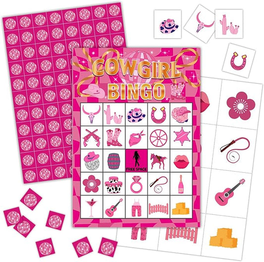 Cowgirl Bingo Games, 24 Players Bingo Cards, Cowgirl Party Activities for Family Friends, Birthday Gifts for Women Ladies, Bingo Supplies Cowgirl Bachelorette Party Supplies -06