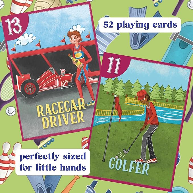 Upbounders- Sports Go Fish Cards for Boys Girls, Beginner Matching Pairs Family Game for Toddlers, Fun Numbers Flash Cards with Diverse Children