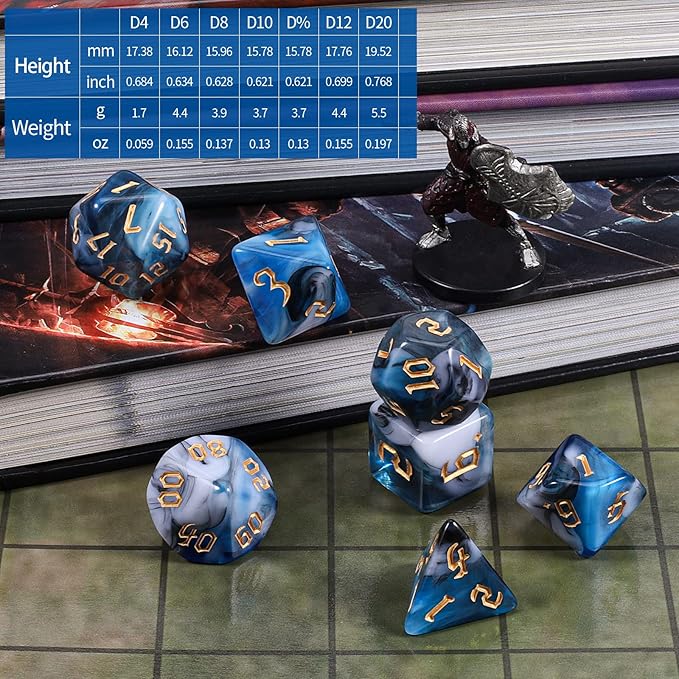 CiaraQ DND Polyhedral Dice Set with Dice Bag for Dungeons and Dragons RPG MTG Role Playing Table Games