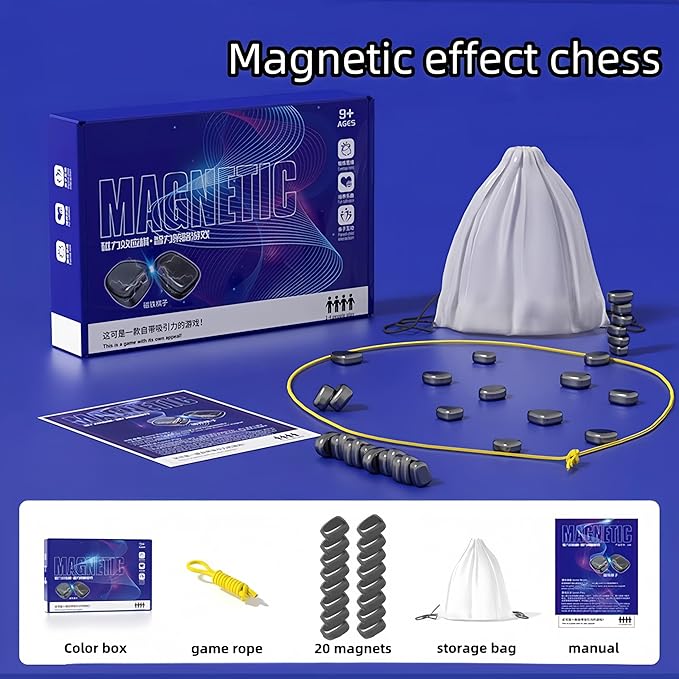 2024 New Portable, Magnetic Chess Game, Intellectual Battle Game, Strategy Game for Children and Adults, Fun Family Party Game, Multiplayer Magnetic Board Game,Fun Puzzle Gift… (Set B)