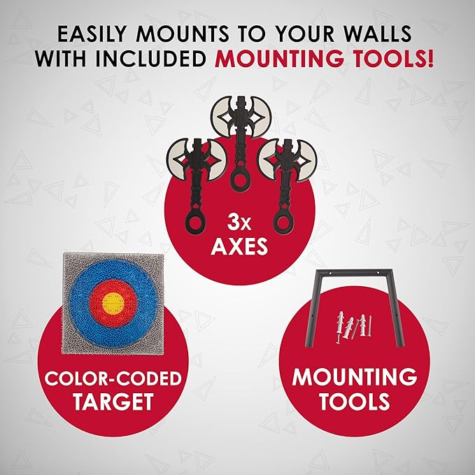Jumbl Wall-Mounted Axe Throwing Game Set – Bristle Target with Foam Axes for Bars, Basements, and Playrooms | Indoor Safe Play for Adults & Kids, Fun Wall Decor for Boys Rooms & Game Rooms