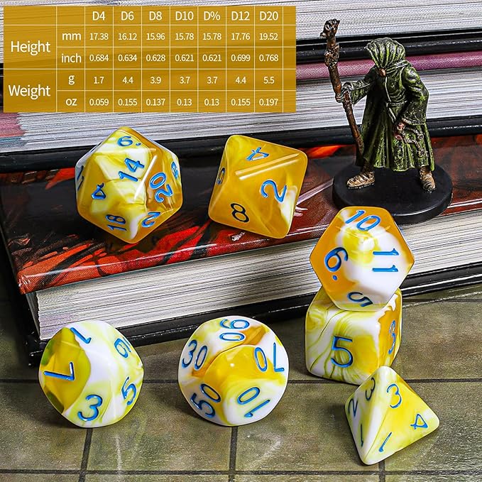 CiaraQ DND Polyhedral Dice Set with a Black Dice Bag for D&D RPG MTG Role Playing Table Games