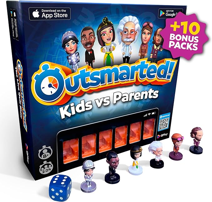 Outsmarted - The Live Quiz Show - 2025 Version + Kids vs Adults Multipack - Remote Board Games - More Than 10000 Questions and Updates, Family Game Night - Games for Adults, Teens and Kids - Ages 8+