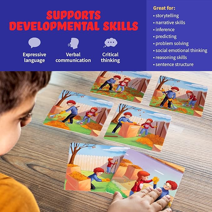 SPARK INNOVATIONS Sequencing Cards Bundle, Storytelling Cards, Higher and Lower Level Boxes, Speech Therapy Games, Learning Toys, Speech Therapy Games Bundle